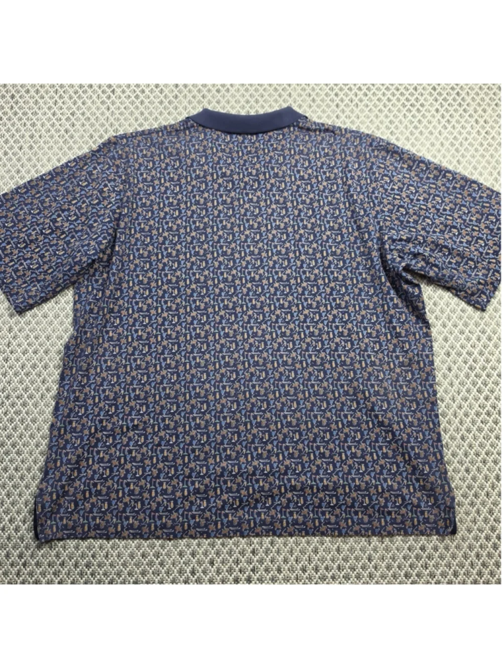 Vintage Polo Golf Ralph Lauren Mens XXL Navy Golf Polo All Over Print Cotton